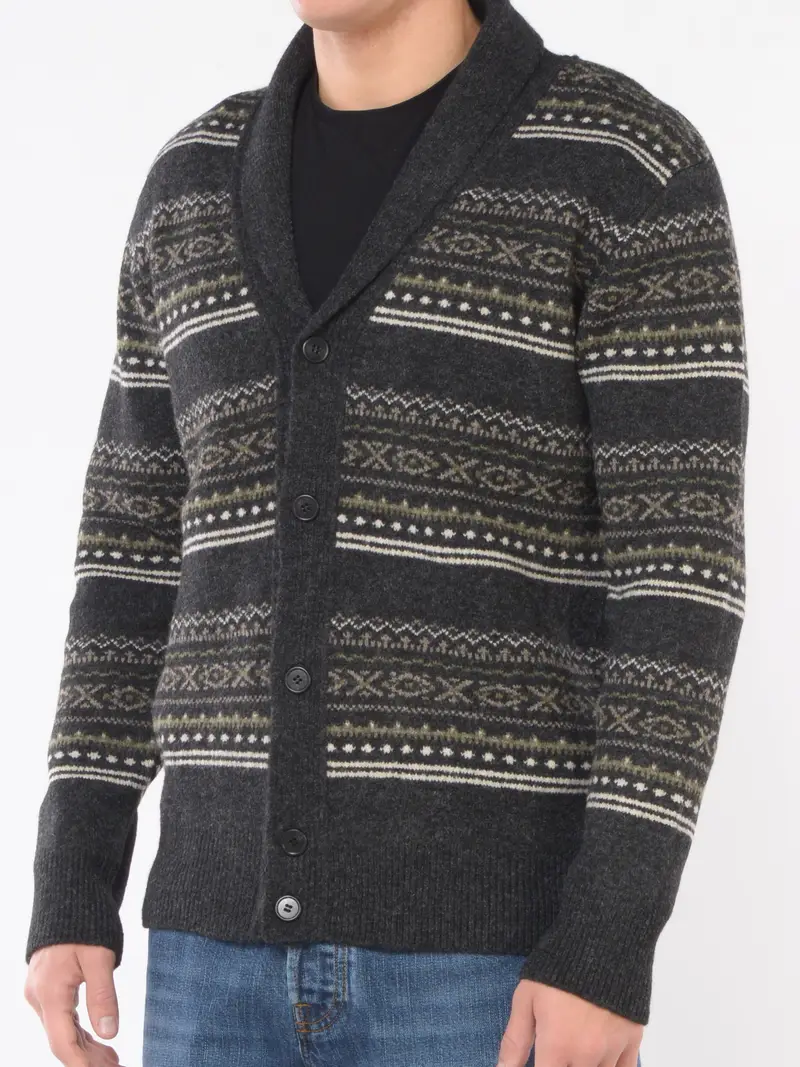 maglia da uomo Hosio con bottoni e fantasia geometrica Grigio