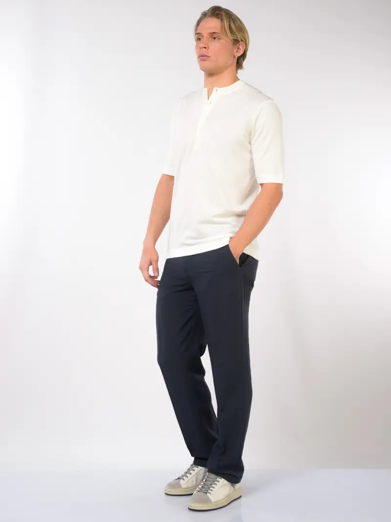 maglia da uomo Hosio in filo di cotone con collo serafino BEIGE miniatura 2