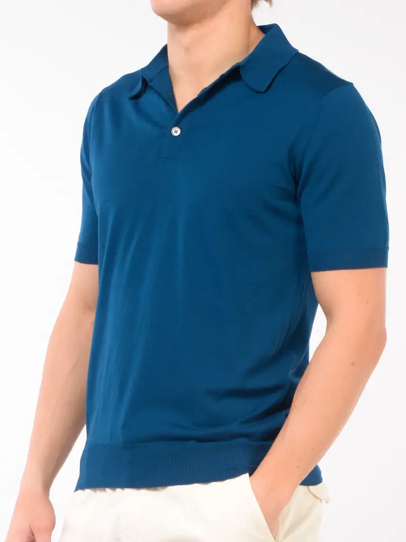 polo da uomo Hosio in filo di cotone a manica corta Blu