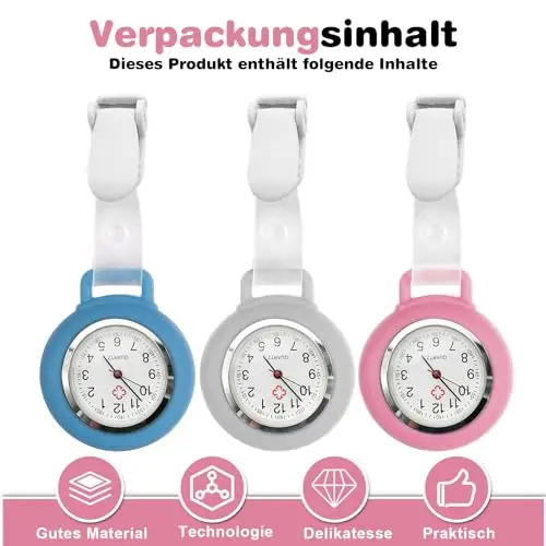 HOSPAOP Orologio da infermiera con clip, orologio da infermiera, analogico al quarzo, orologio da tasca, orologio da miniatura 2