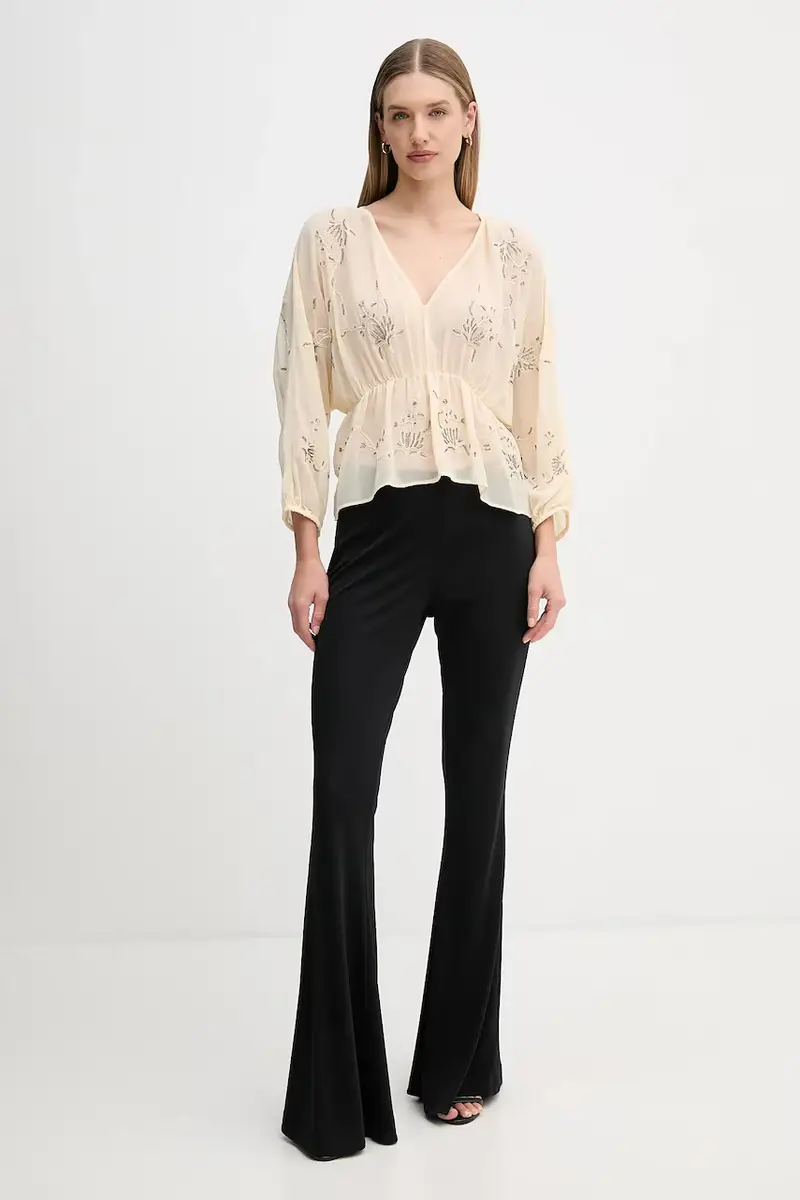 camicetta donna colore beige con applicazione 6282673 miniatura 2