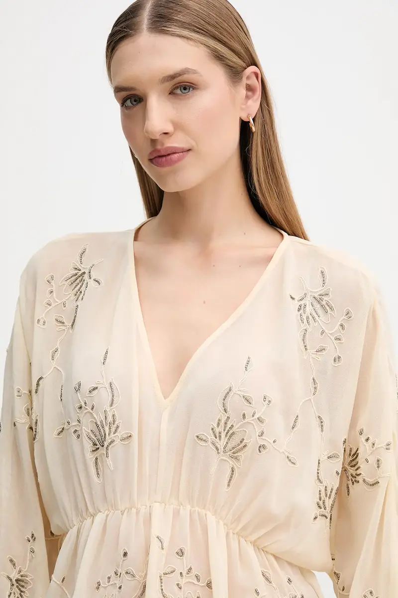 camicetta donna colore beige con applicazione 6282673 miniatura 4