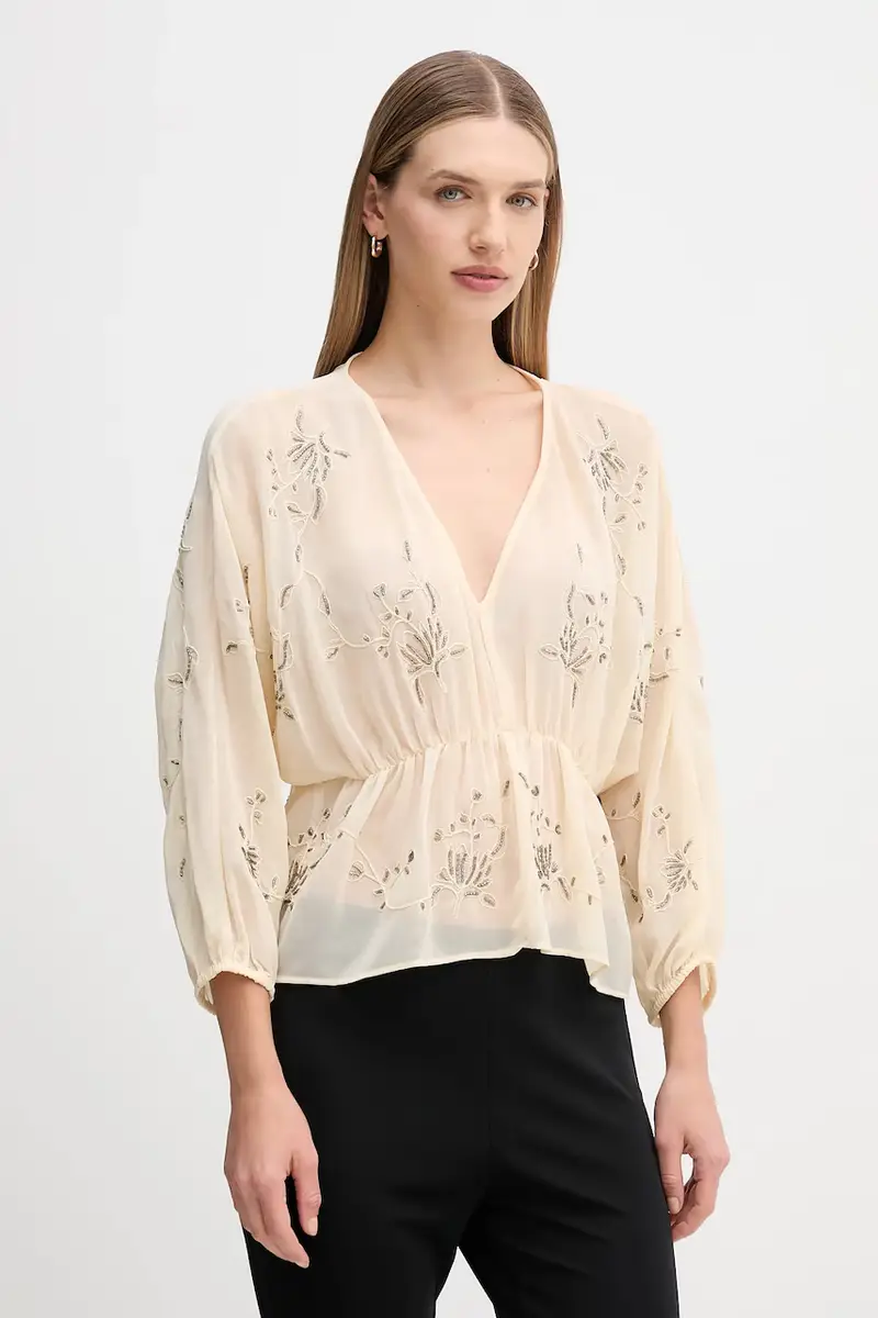 camicetta donna colore beige con applicazione 6282673