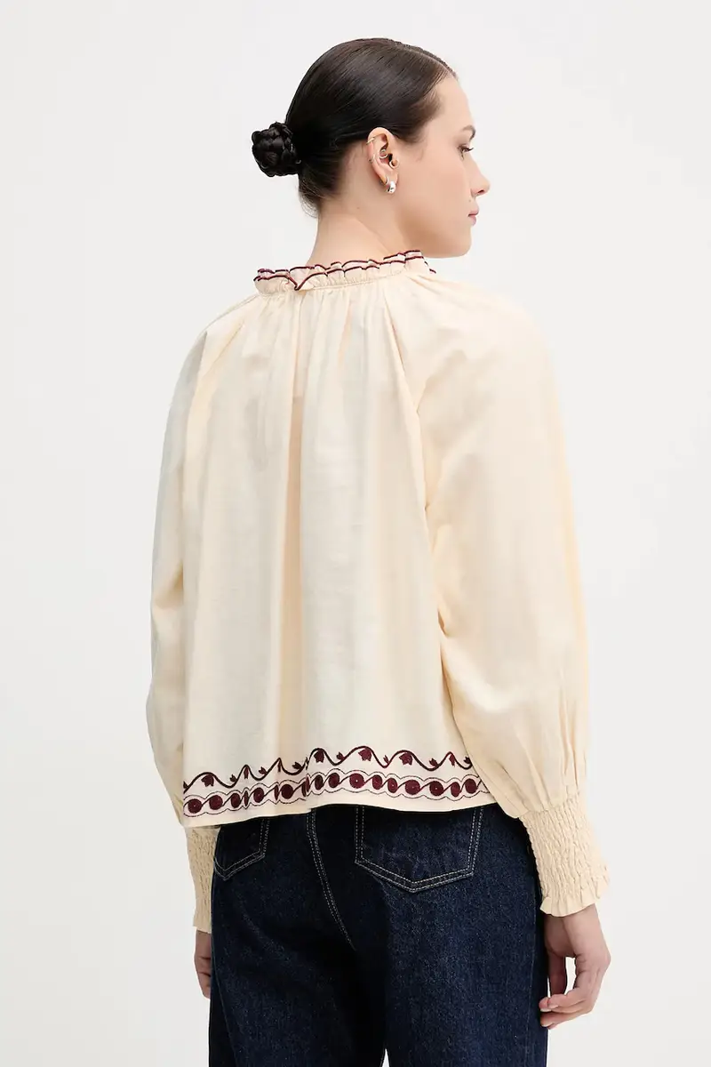 camicetta donna colore beige con applicazione 6282695 miniatura 3