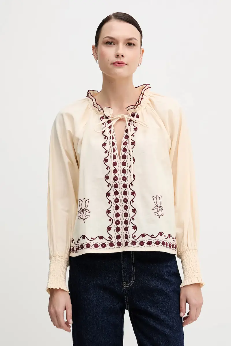 camicetta donna colore beige con applicazione 6282695