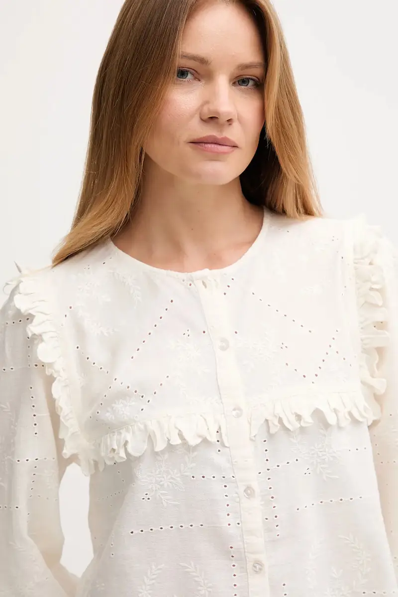 camicia in lino misto donna colore beige 6282665 miniatura 4