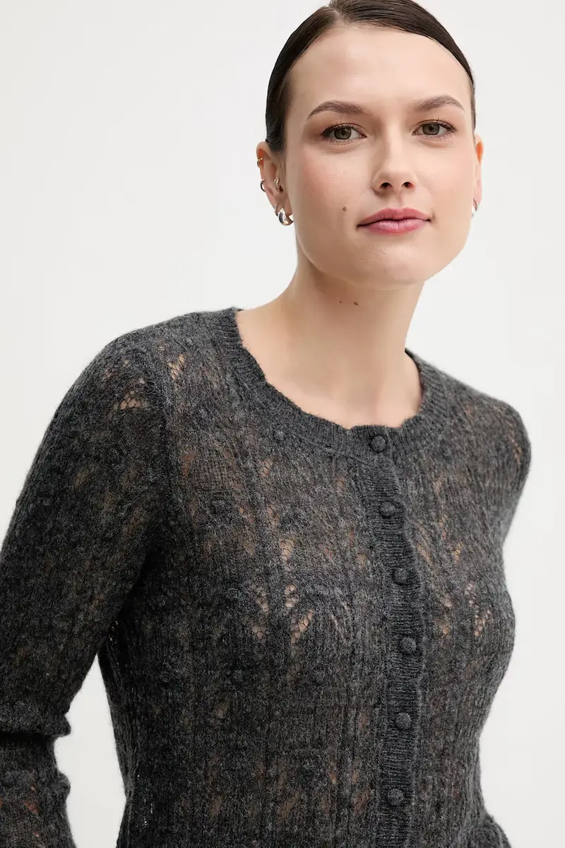 cardigan con lana colore grigio 6312167 miniatura 4