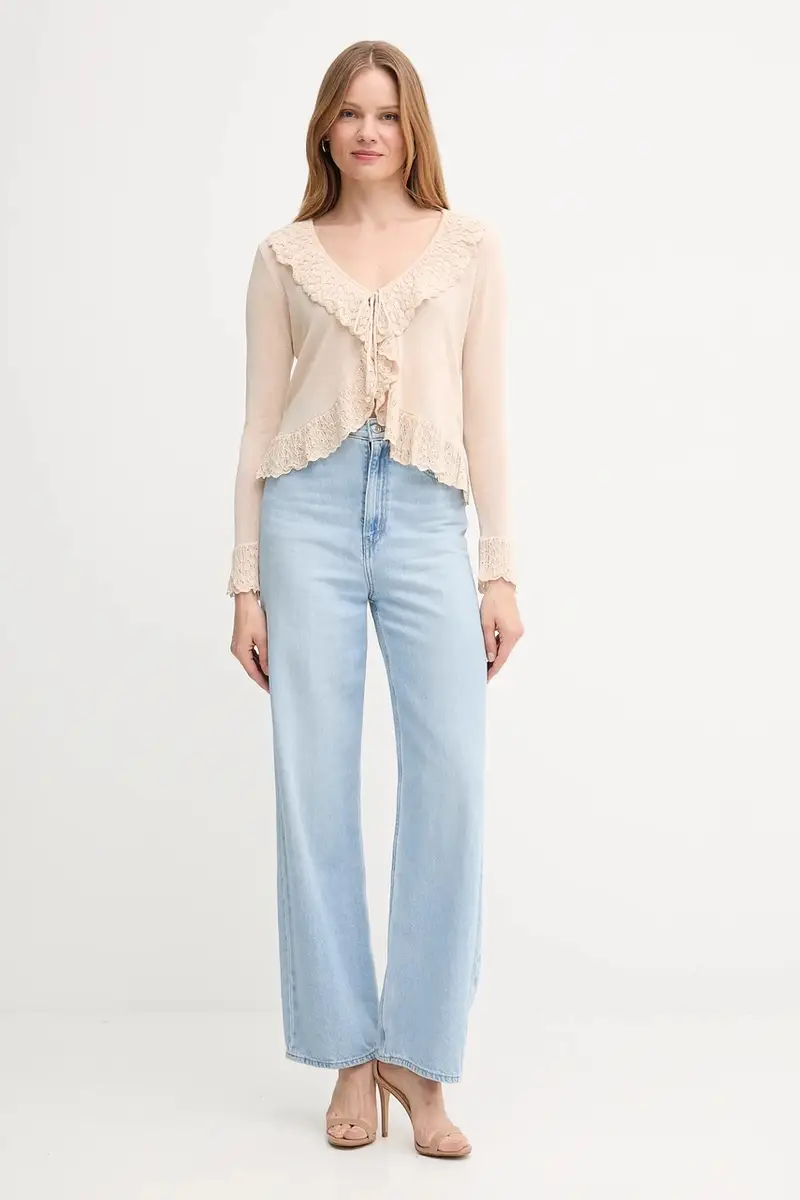 cardigan con lino colore beige 6312161 miniatura 2