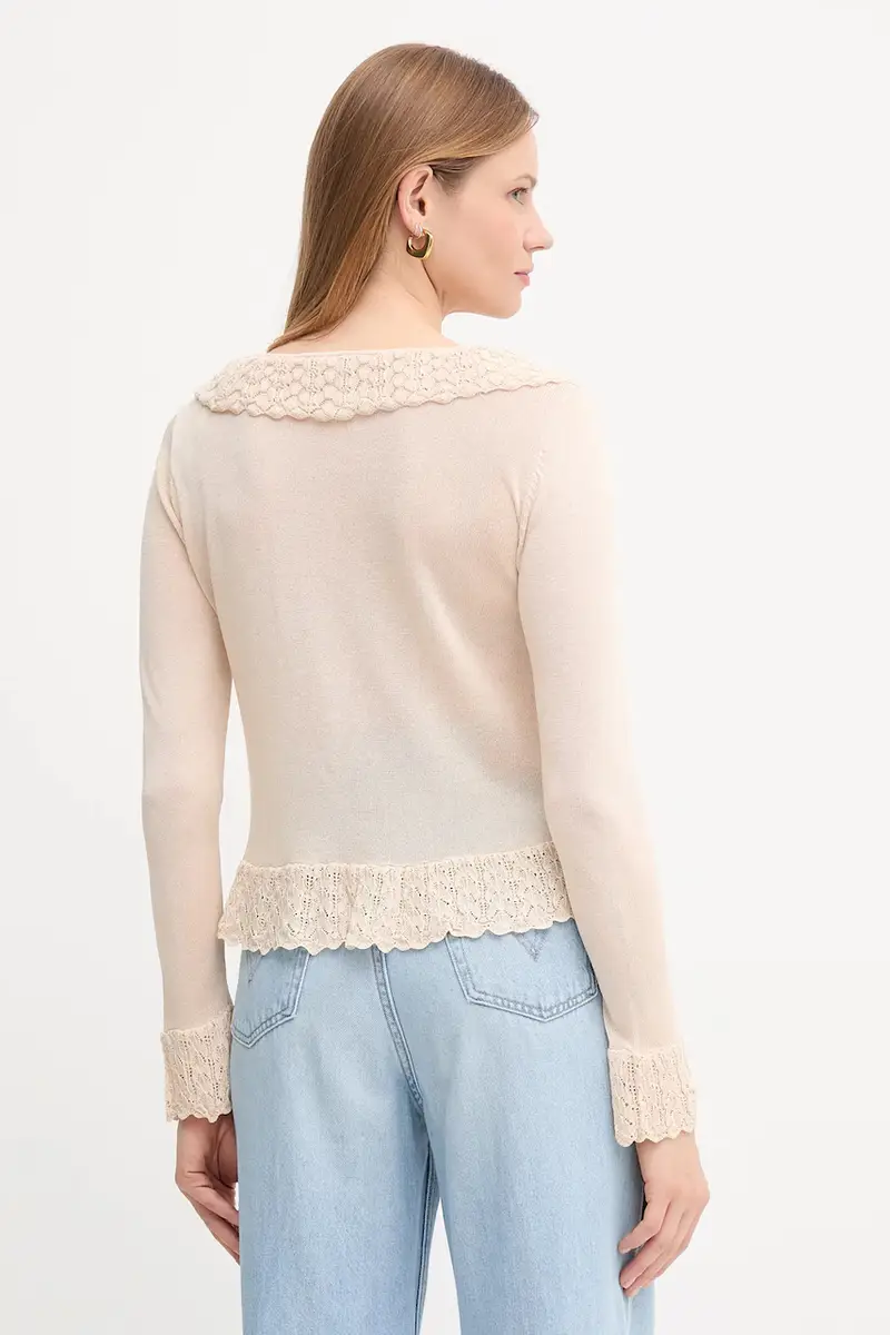 cardigan con lino colore beige 6312161 miniatura 3