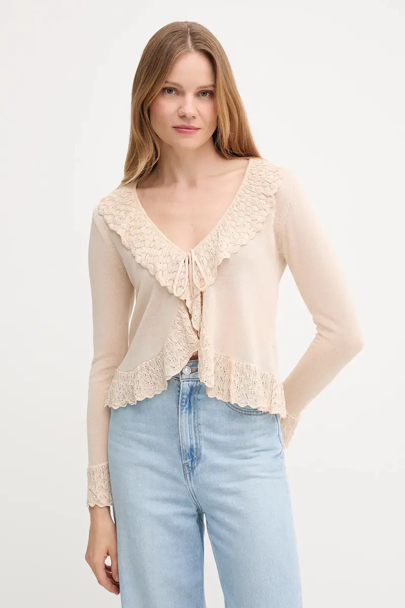 cardigan con lino colore beige 6312161