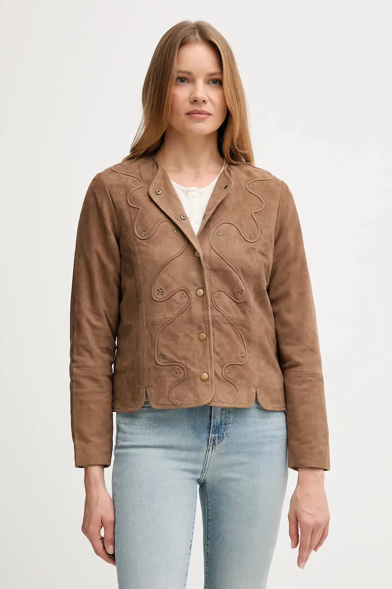 giacca in pelle scamosciata colore marrone 5432681 miniatura 2