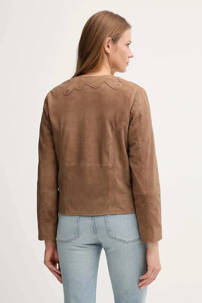 giacca in pelle scamosciata colore marrone 5432681 miniatura 3