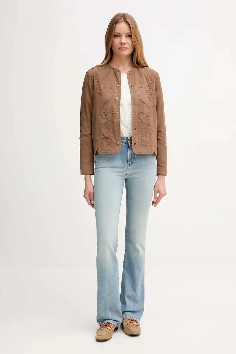 giacca in pelle scamosciata colore marrone 5432681