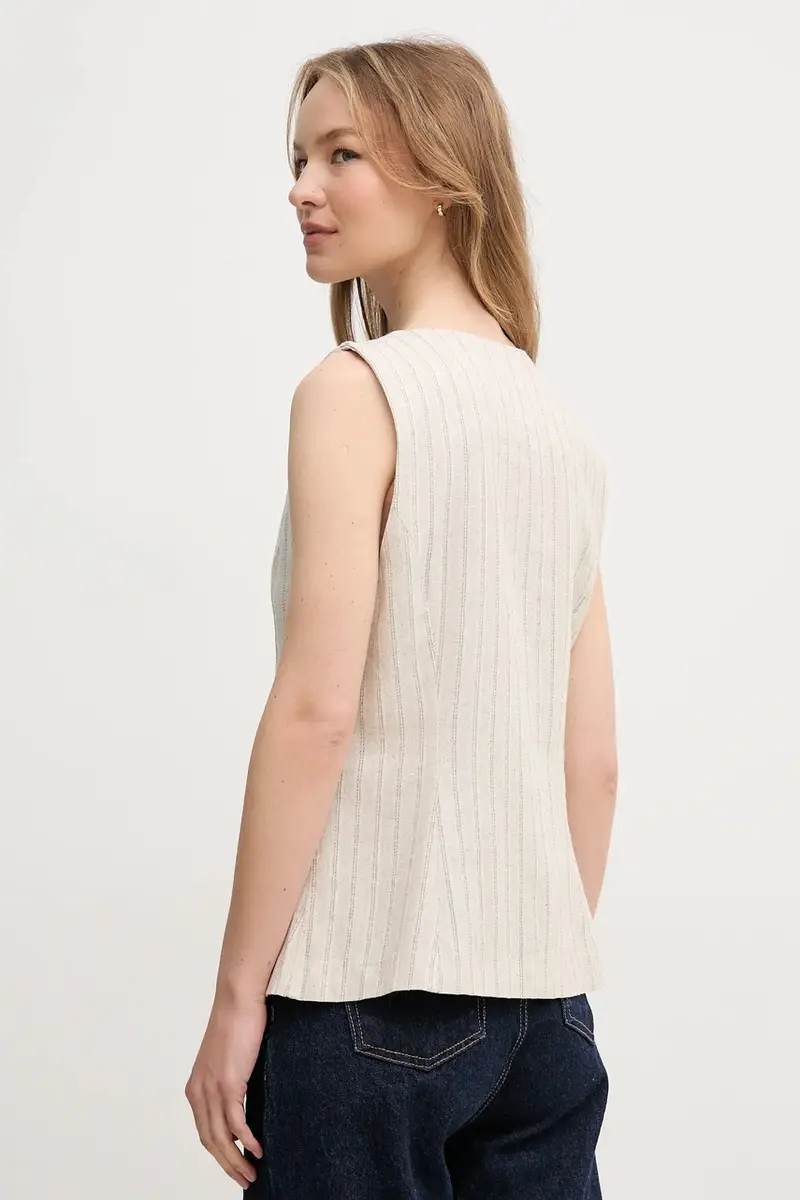 gilè con aggiunta di lino colore beige 5479196 miniatura 3