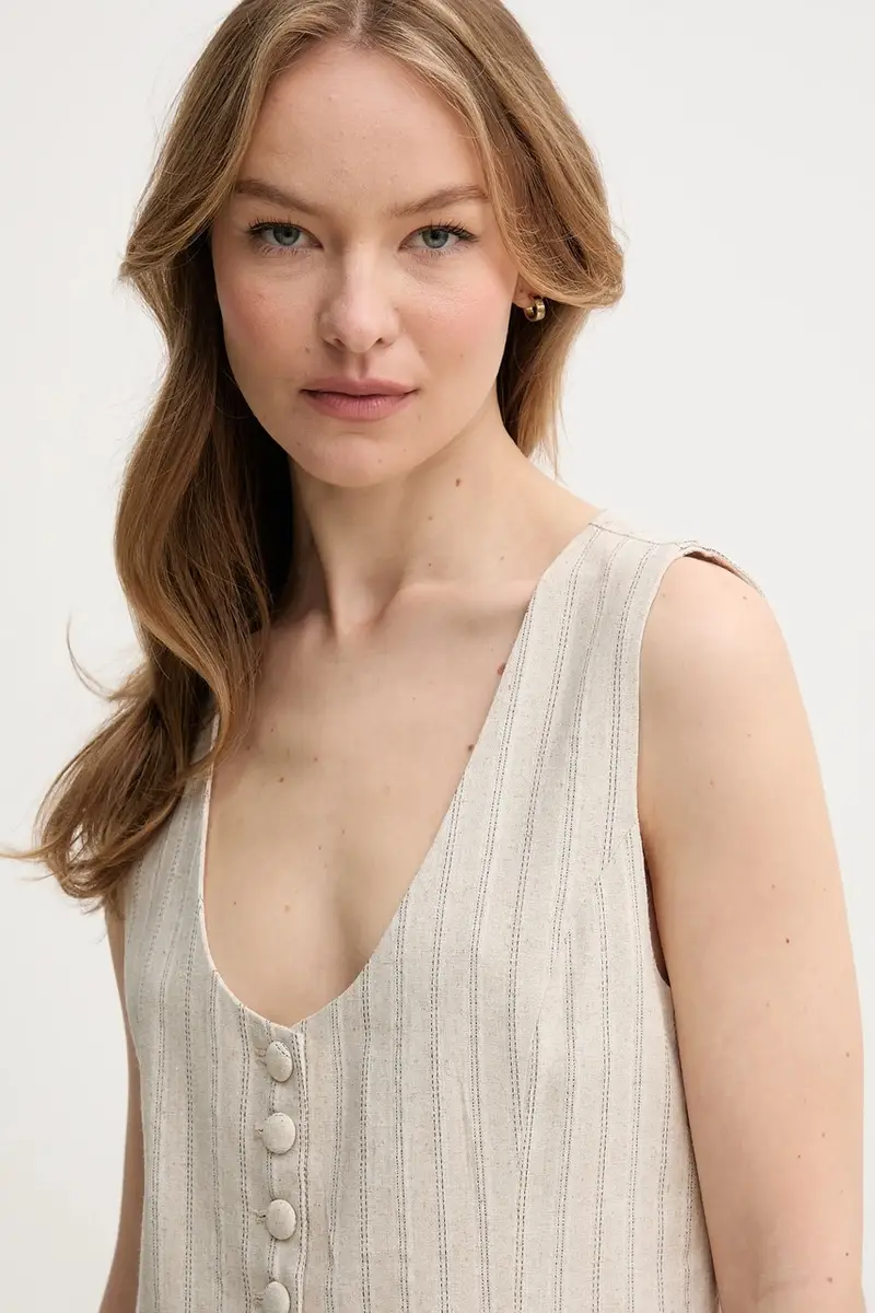 gilè con aggiunta di lino colore beige 5479196 miniatura 4