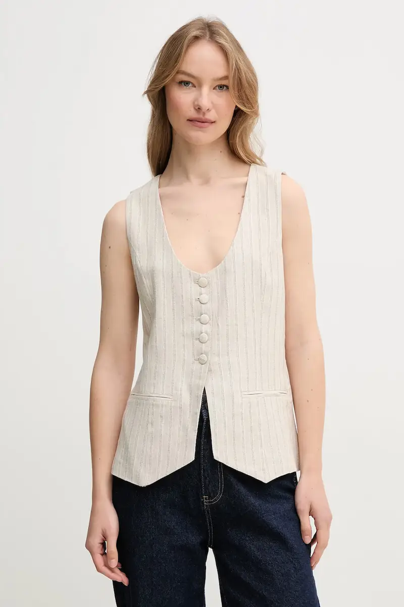 gilè con aggiunta di lino colore beige 5479196