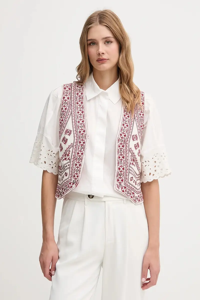 gilè con aggiunta di lino donna colore granata 5879143