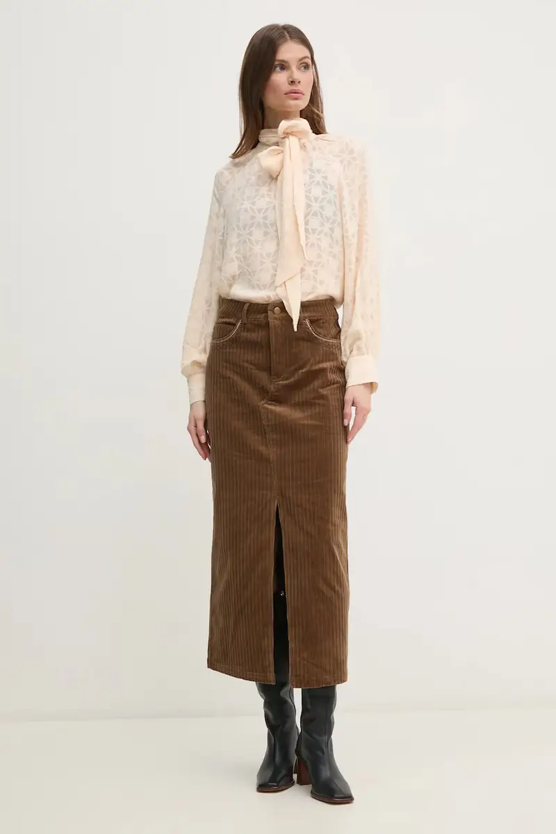 gonna in velluto a coste colore verde 8428073 miniatura 2