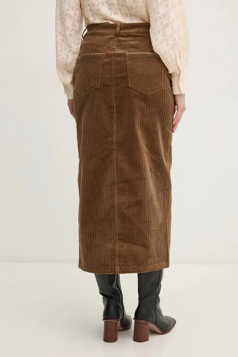 gonna in velluto a coste colore verde 8428073 miniatura 3