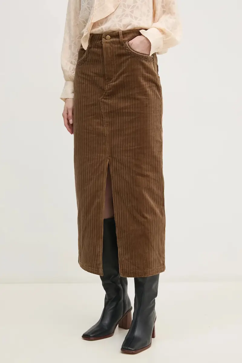 gonna in velluto a coste colore verde 8428073