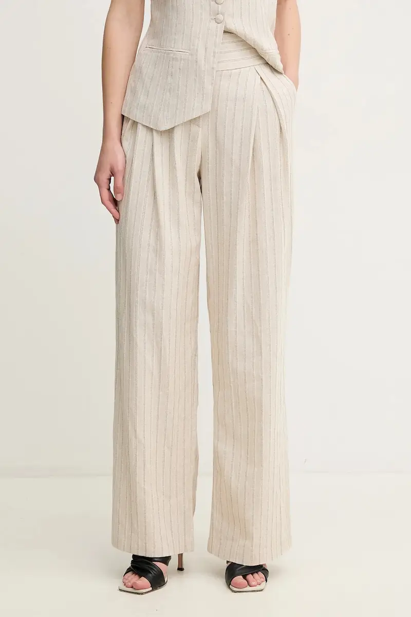 pantaloni in lino misto donna colore beige 6549013