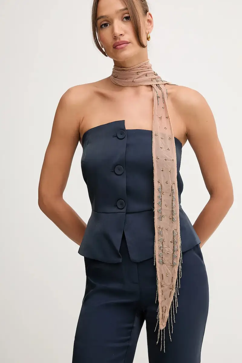 sciarpa donna colore marrone con applicazione 5022307