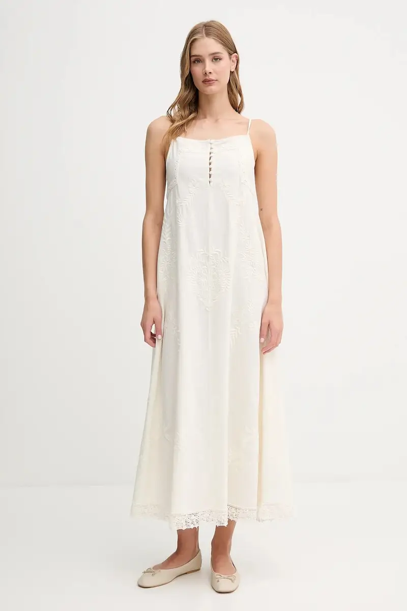 vestito con aggiunta di lino colore beige 8229131