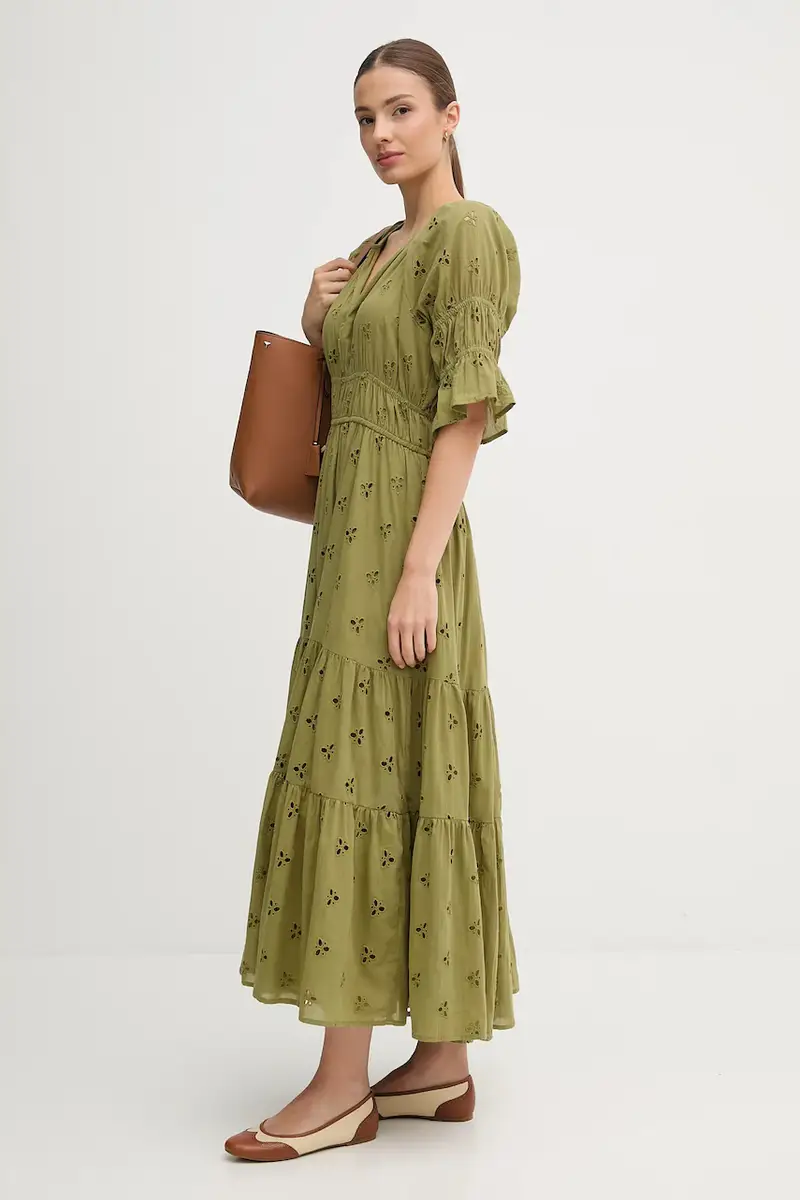 vestito in cotone colore verde 8222112 miniatura 2