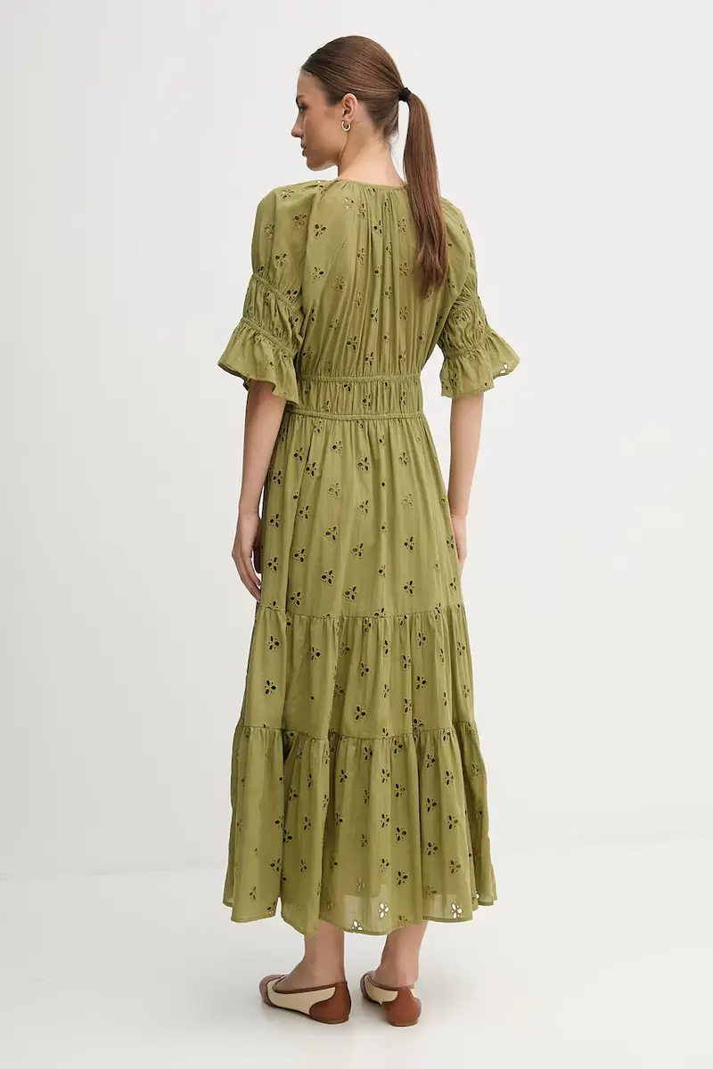 vestito in cotone colore verde 8222112 miniatura 3