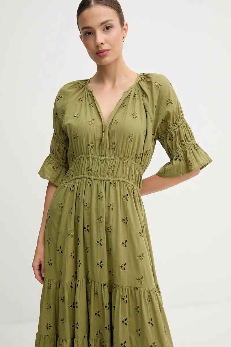 vestito in cotone colore verde 8222112 miniatura 4