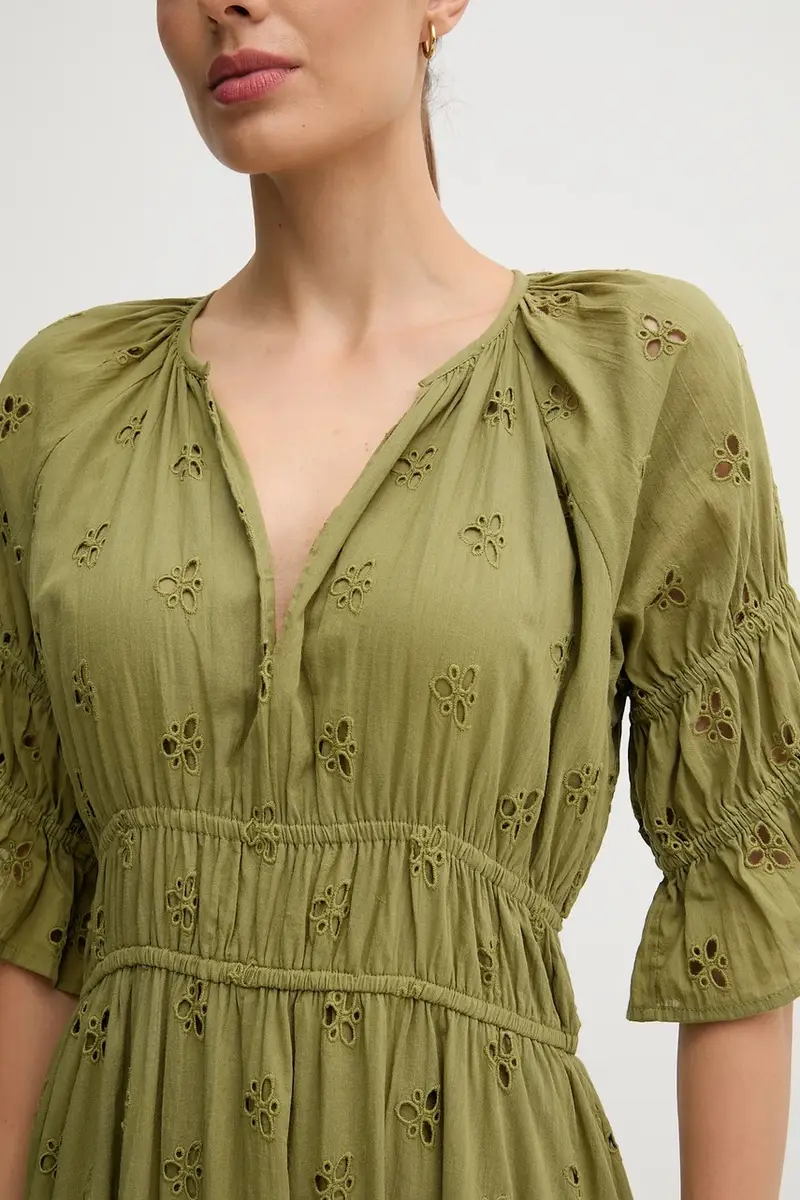 vestito in cotone colore verde 8222112 miniatura 5