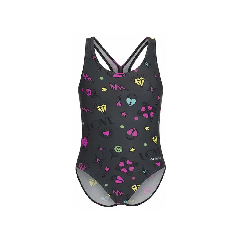 Costume Intero Piscina Love Grigio Multi Bambina 6 Anni