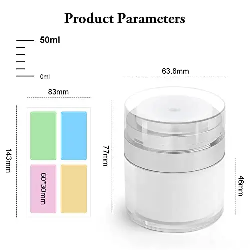 HOTUT Dosatore Contenitore Crema Bottiglie, 50ML Ricaricabile Airless Pump Contenitori Cosmetic Cream Jar, Crema Vuoti miniatura 2