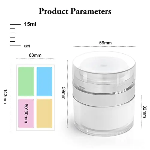 HOTUT Vasetti Vuoti per Creme, 15ML Ricaricabile Airless Pump Contenitori Cosmetic Cream Jar, Crema Vuoti Barattoli miniatura 2