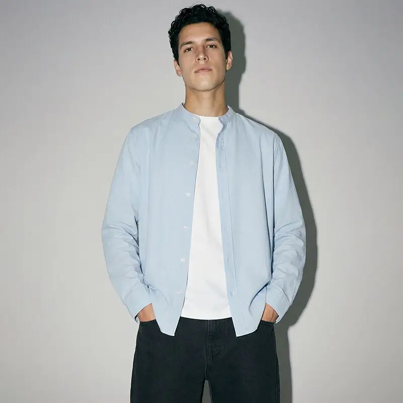 Camicia con colletto alla coreana