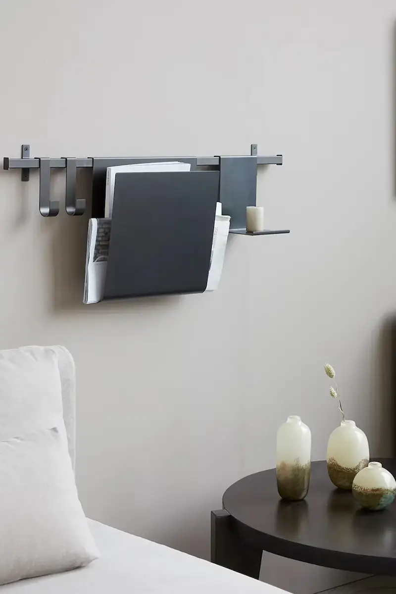 appendiabiti con ripiano HDVirar, 35 x 80 cm colore nero miniatura 3