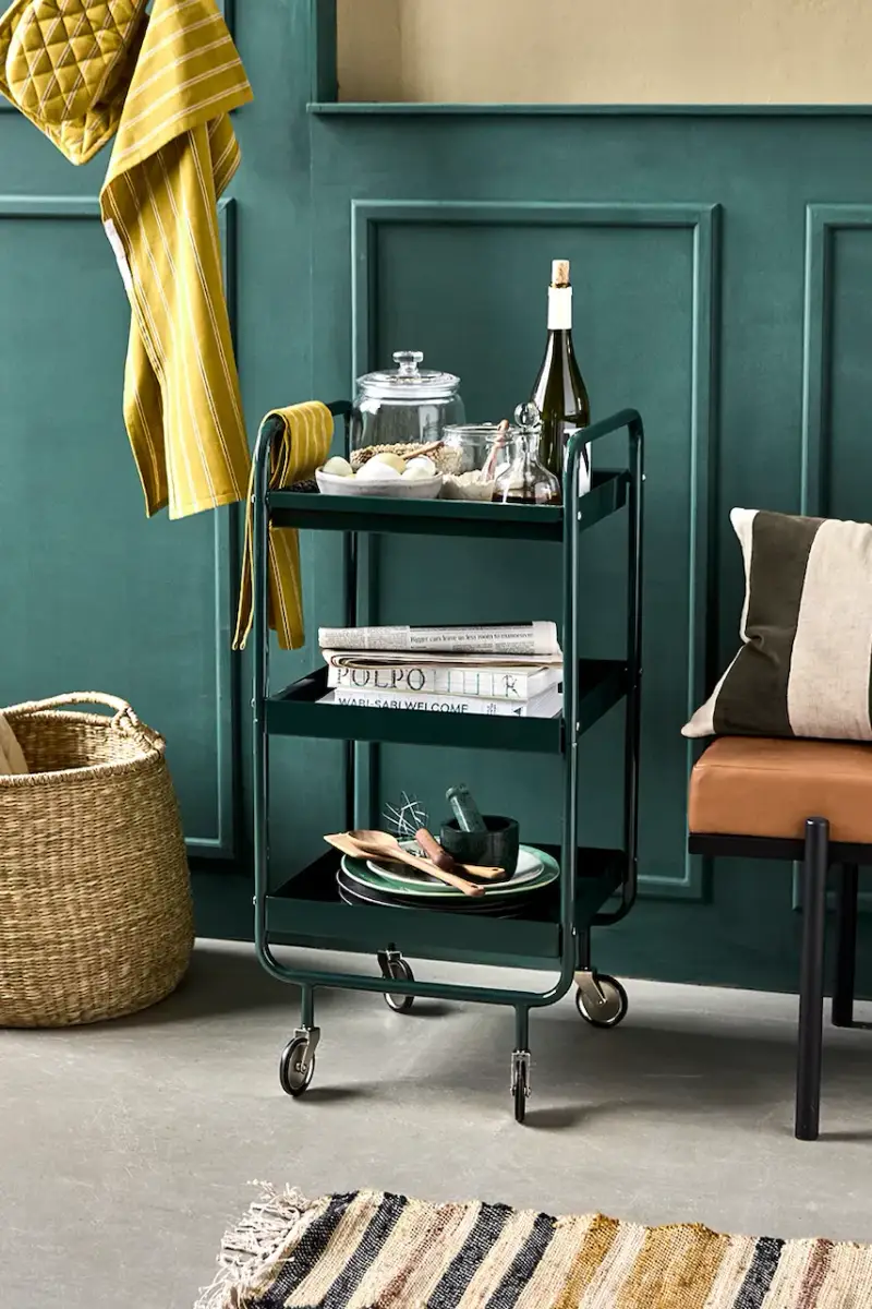 libreria su ruote 42 x 38 x 85 cm Verde miniatura 2