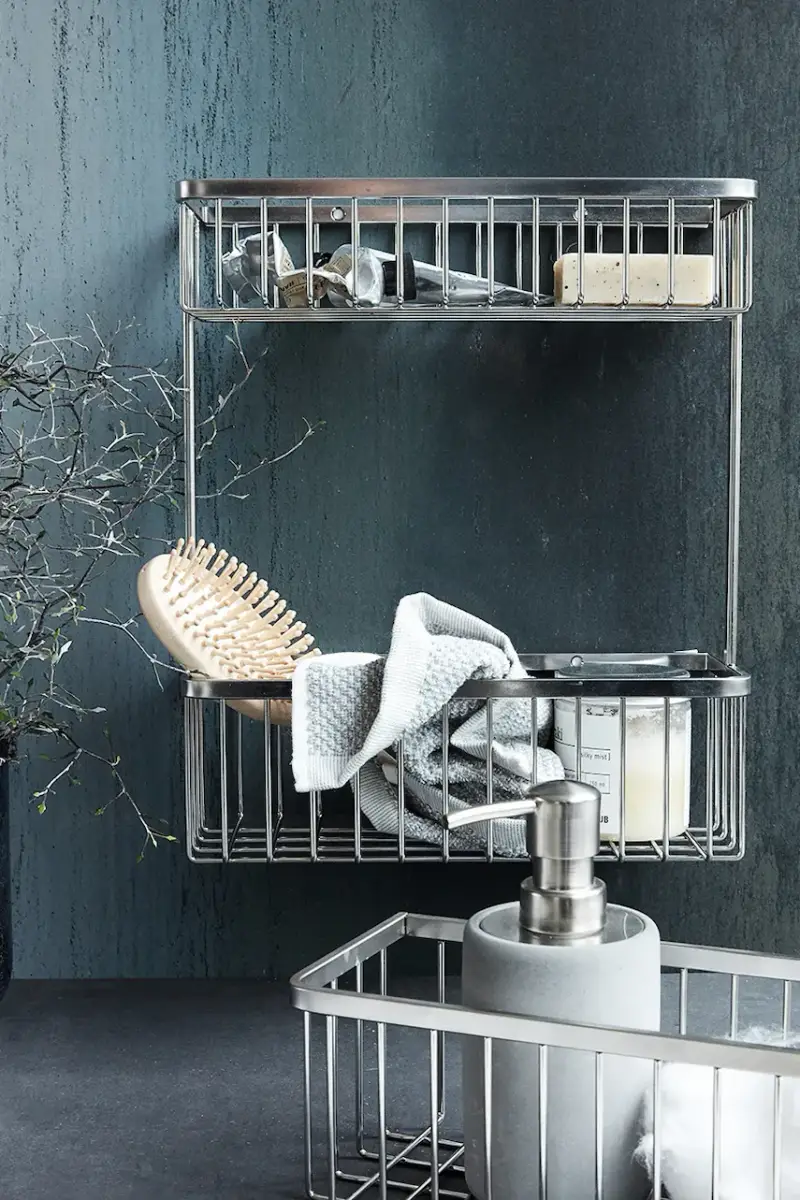 mensola da bagno HDBath 33 x 28 cm colore grigio miniatura 3