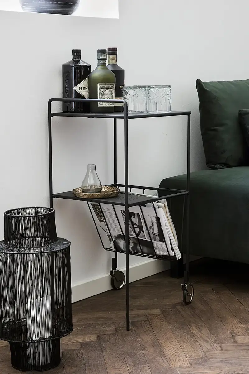 tavolino con porta giornali HDUse 35 x 75 cm colore nero miniatura 2