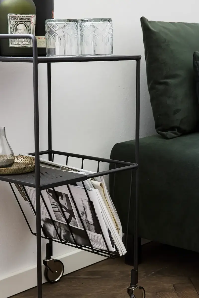 tavolino con porta giornali HDUse 35 x 75 cm colore nero miniatura 3