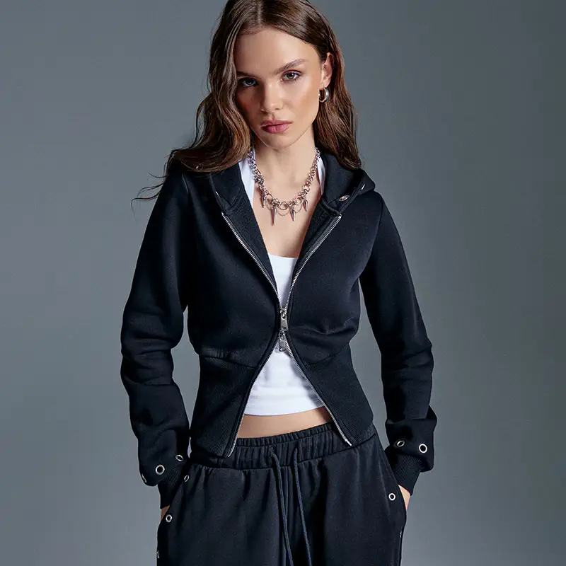 Felpa apribile con cappuccio