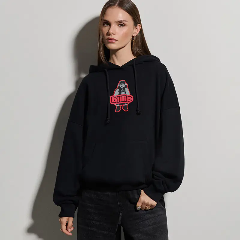 Felpa con cappuccio e stampa Billie Eilish