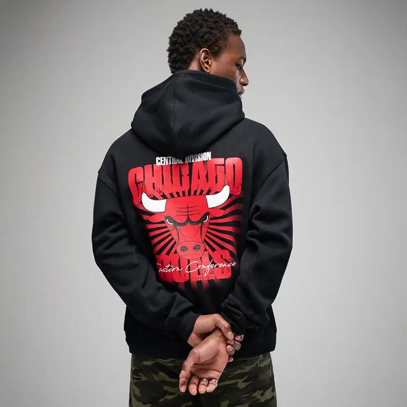 Felpa con cappuccio e stampa Chicago Bulls