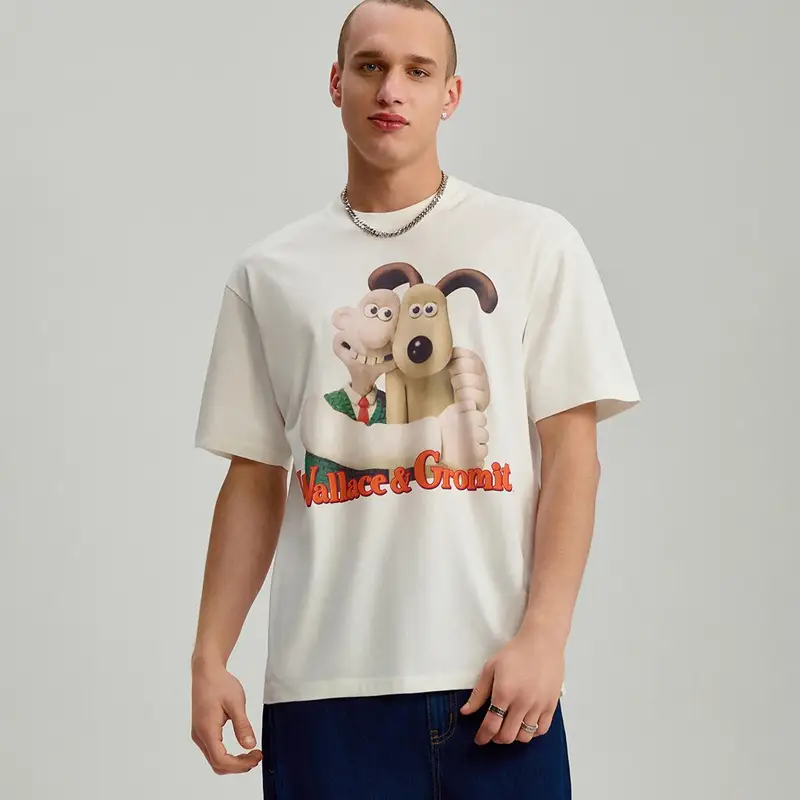 Maglietta con stampa Wallace & Gromit