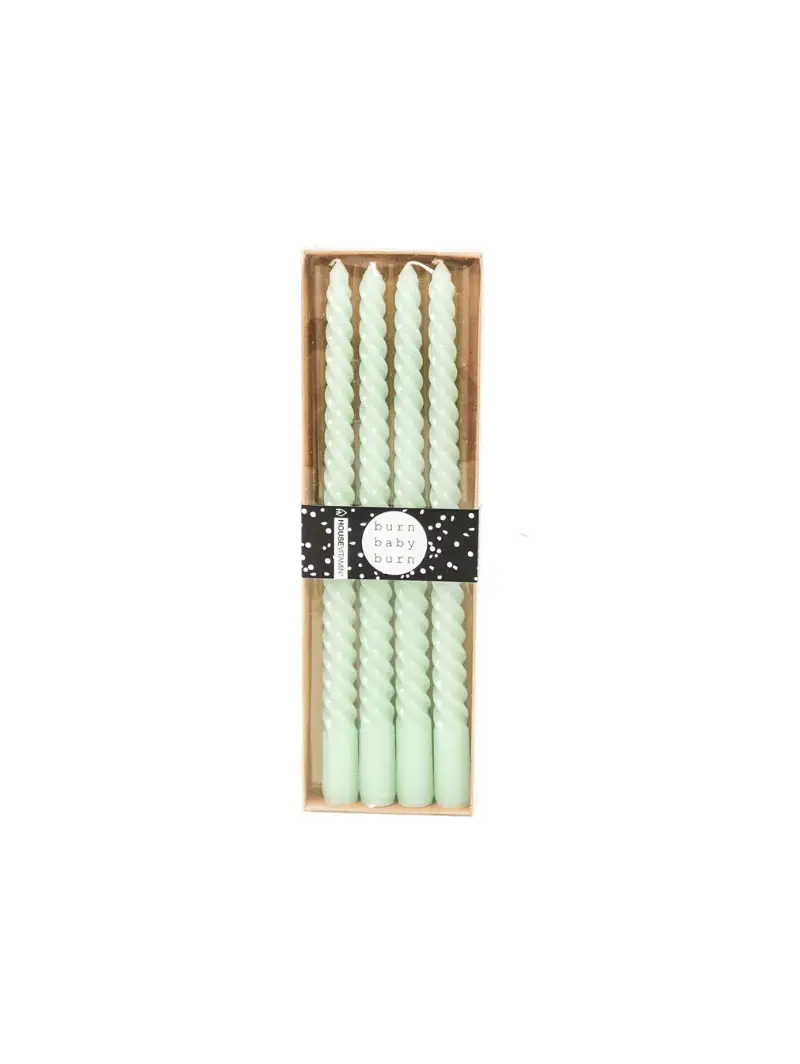 Candele intrecciate - Set da 4 verde 20 cm Verde menta
