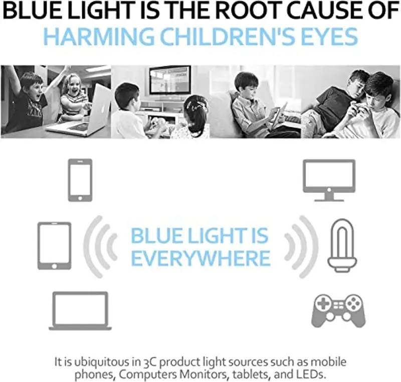 HOUSON Occhiali anti luce blu per bambini, filtro luce blu, per computer, TV, per ragazze e ragazzi miniatura 2