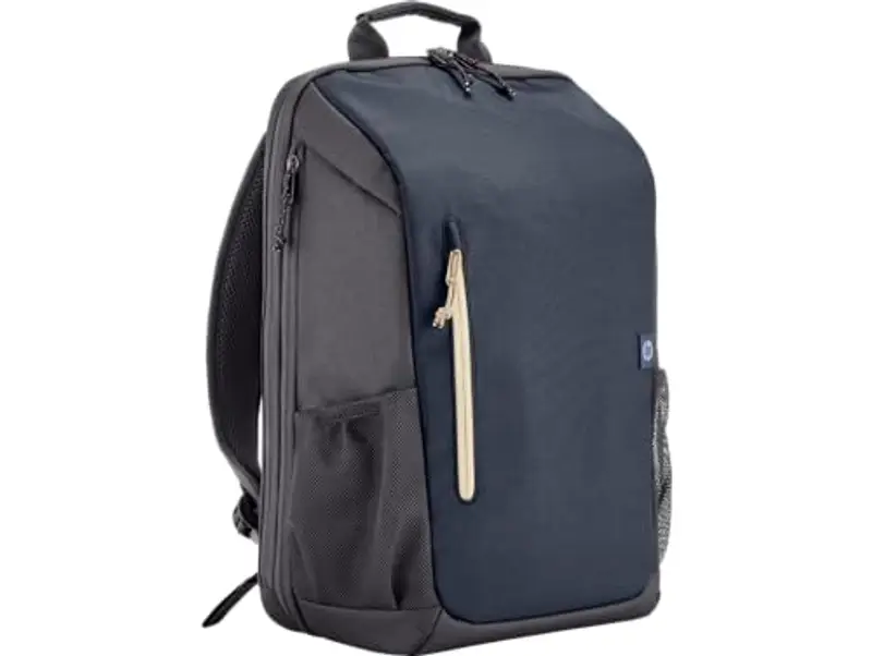 HP Travel, Zaino per Notebook da 15.6”, Creato con Materiale Riciclato, Scomparto per Computer e Tablet, Tasche Interne Imbottite, Impermeabile, 18 Litri Espandibili fino a 21, Blu Scuro
