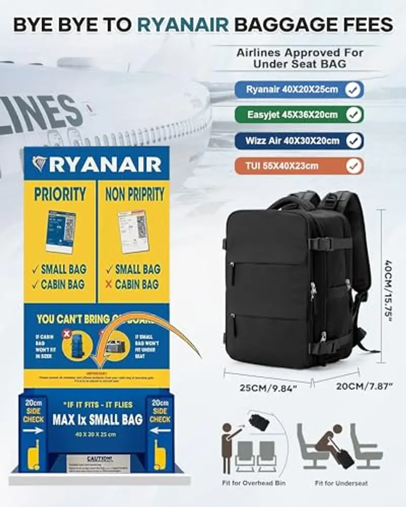 HPLQQ Zaino da viaggio Uomo Nero 1990895 miniatura 2