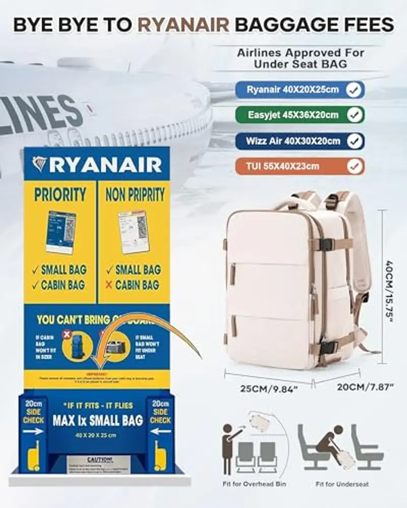 HPLQQ Zaino da viaggio Uomo Beige 1919380 miniatura 2