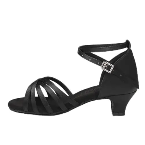 HROYL Scarpe da Ballo Latino Americano Ragazza Scarpe da Ballo Salsa Bambina con Tacco 4cm Modello